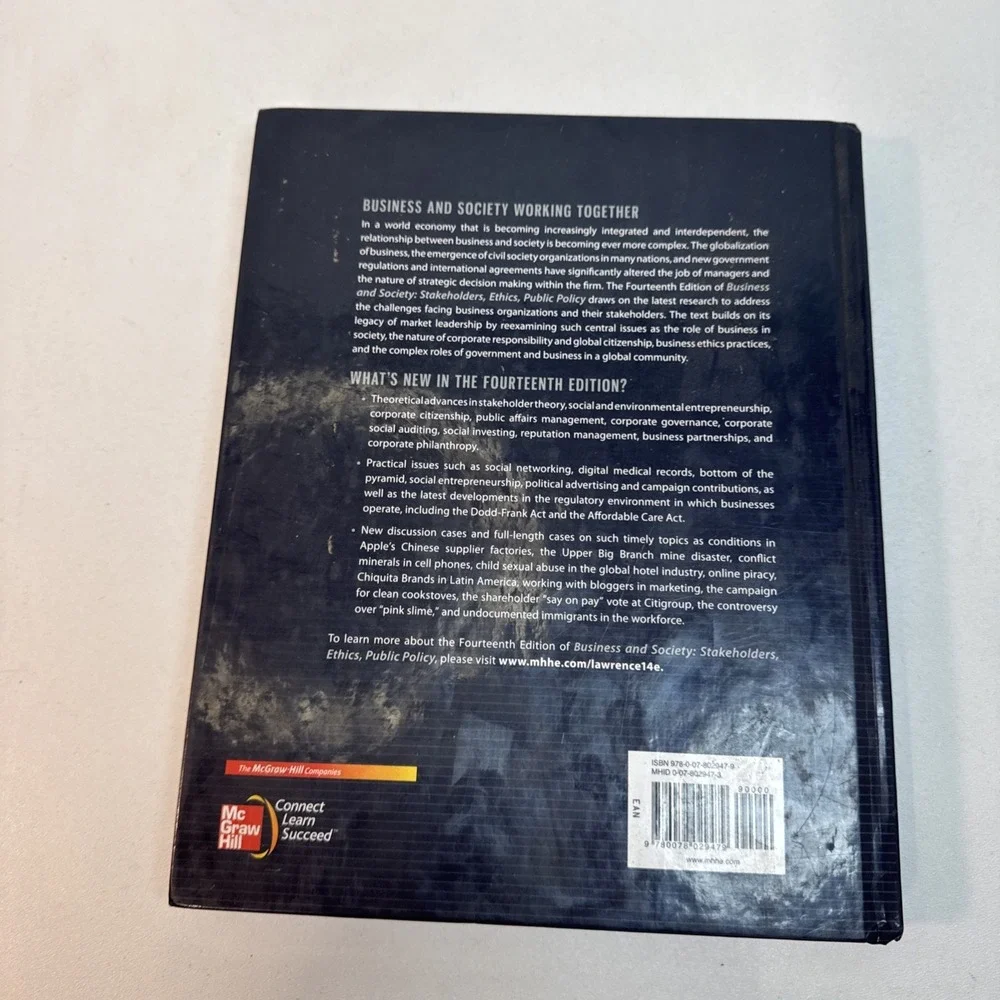 Business and Society : Stakeholders, Ethics, Public Policy by Anne T (hard Cover